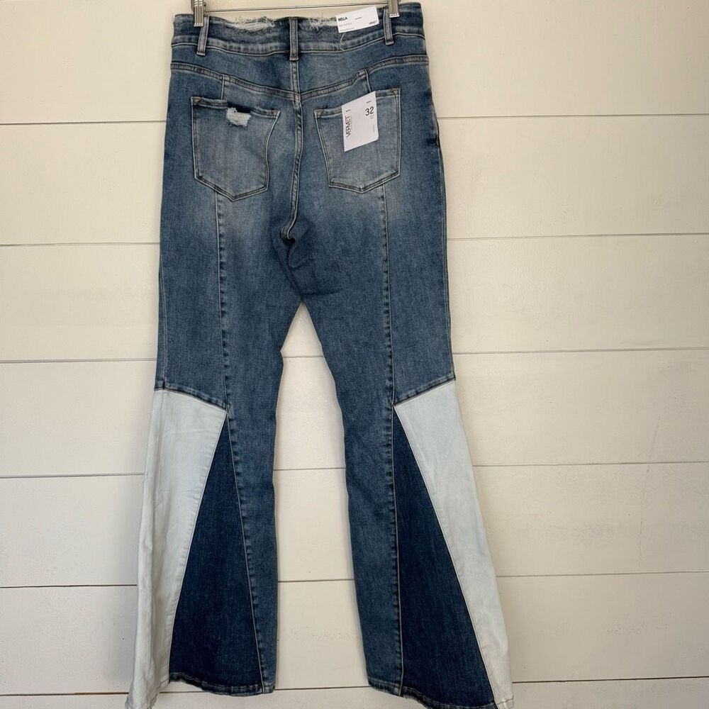 Vervet Women’s 32 Super Flare Patchwork Jeans New - Picture 4 of 7
